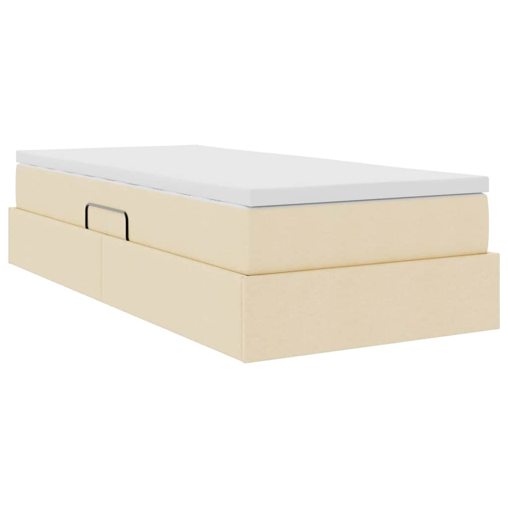 Seng med opbevaring og madras Creme 90 x 190 cm Polyester