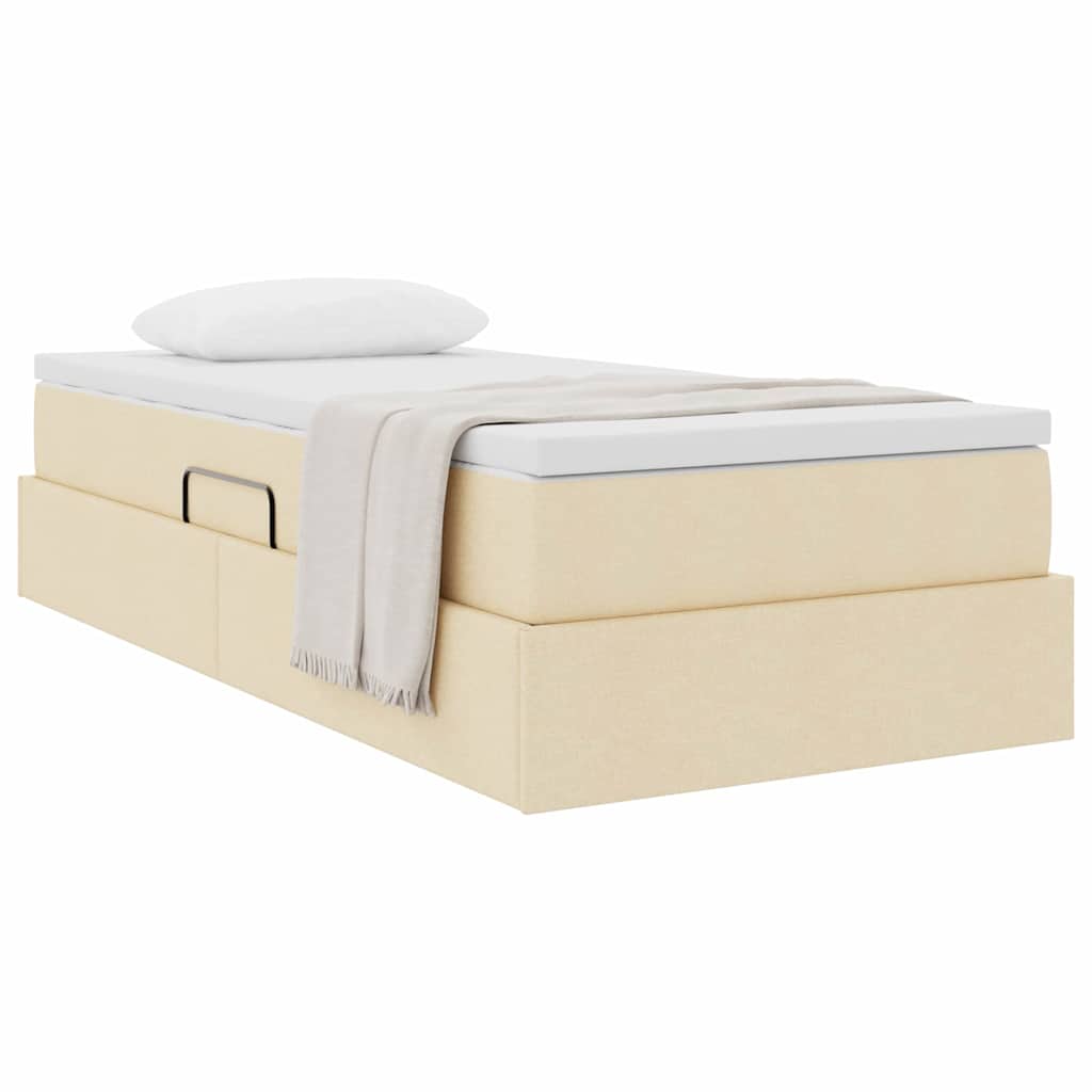 Seng med opbevaring og madras Creme 90 x 190 cm Polyester