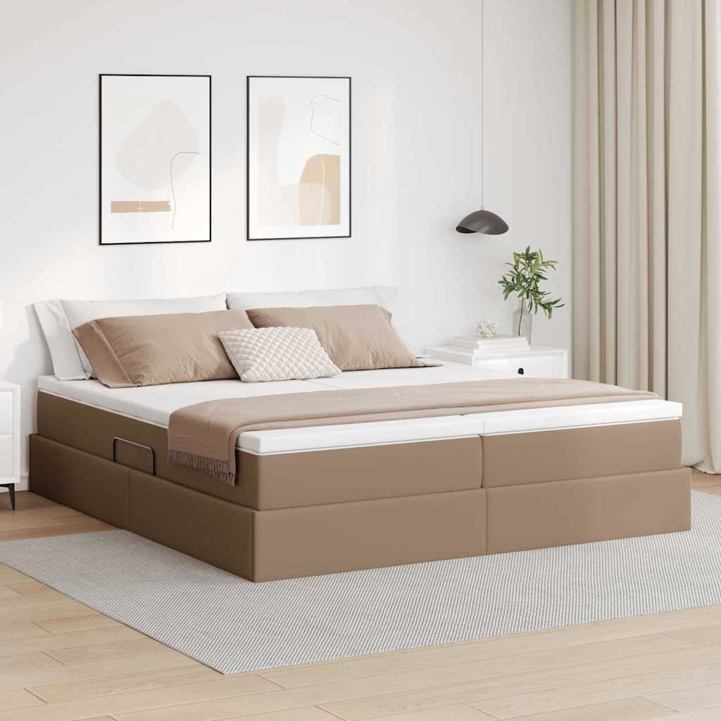 Seng med opbevaring og madras Cappuccino 200 x 200 cm