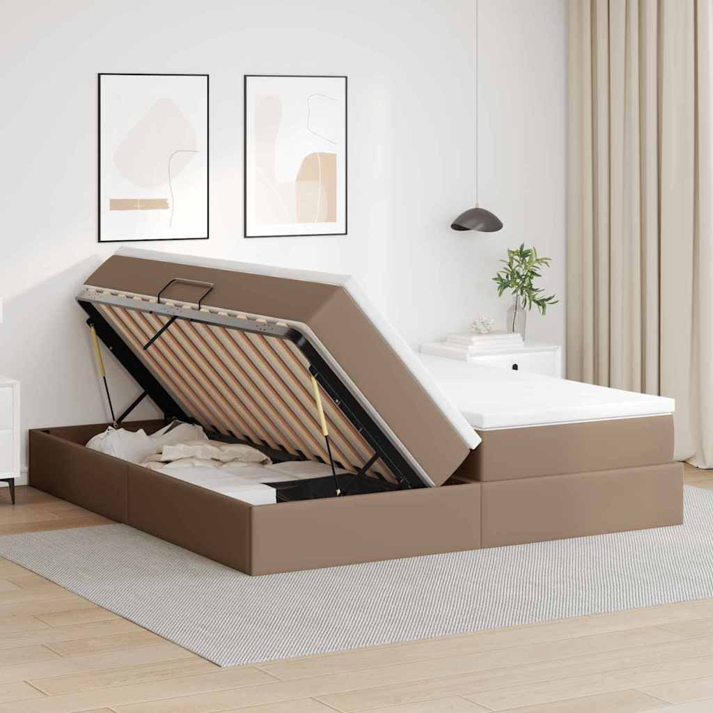Seng med opbevaring og madras Cappuccino 200 x 200 cm