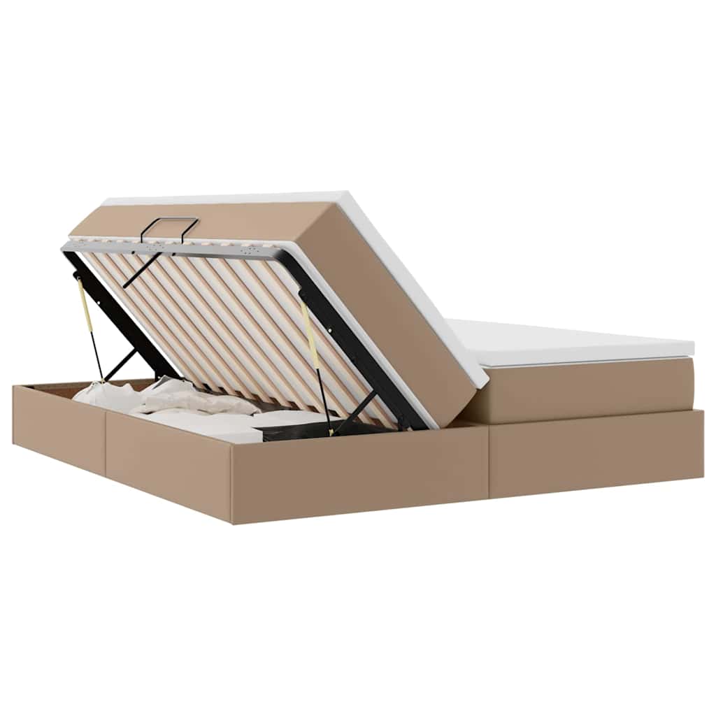 Seng med opbevaring og madras Cappuccino 200 x 200 cm