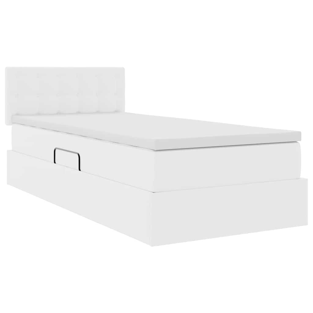 Seng med opbevaring og madras Ren Hvid 90 x 200 cm Faux læder