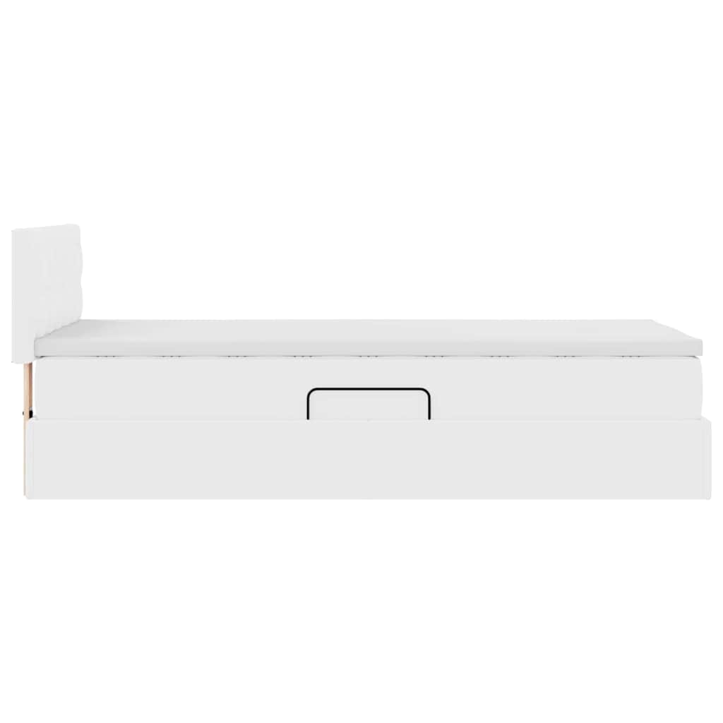 Seng med opbevaring og madras Ren Hvid 90 x 200 cm Faux læder