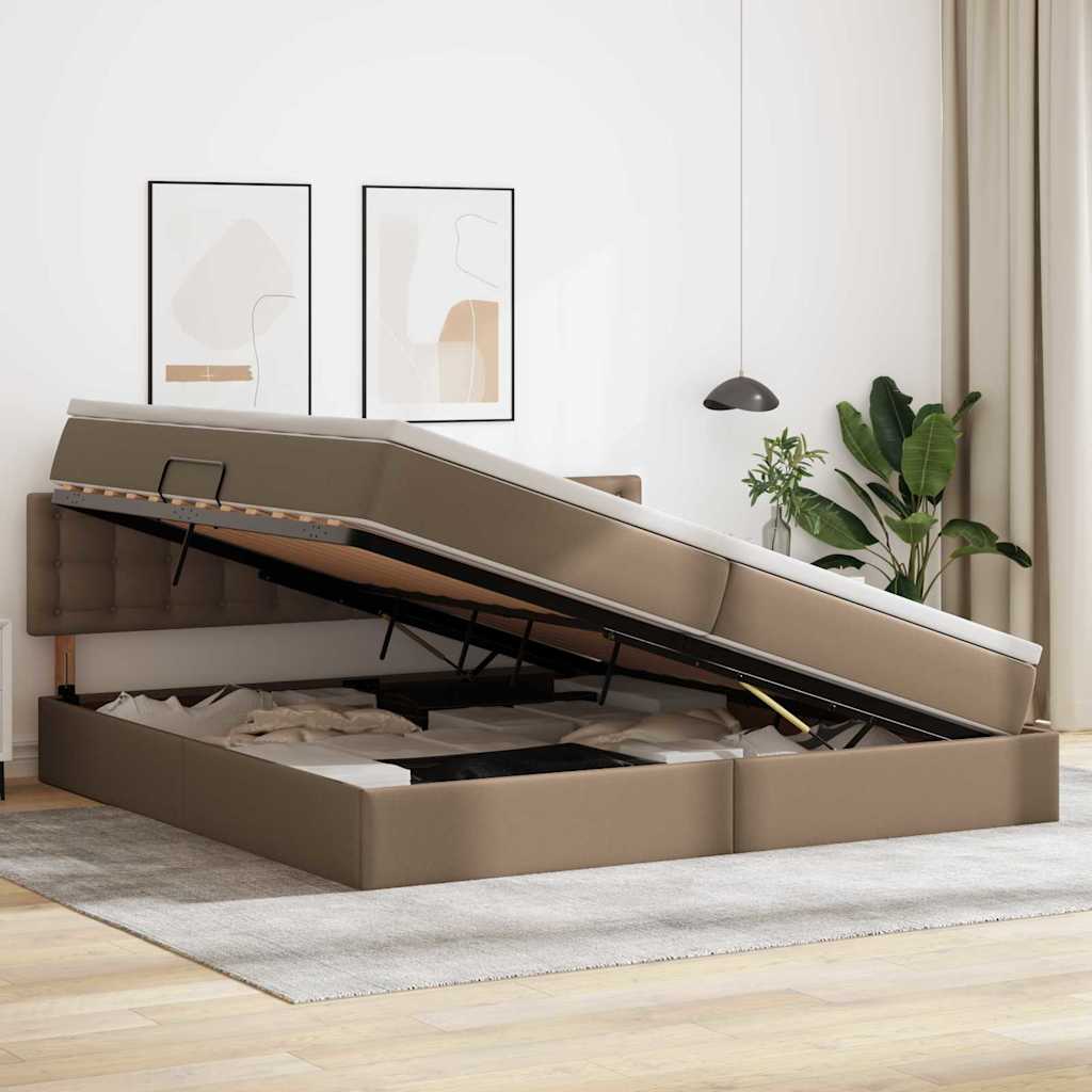 Seng med opbevaring og madras Cappuccino 200 x 200 cm