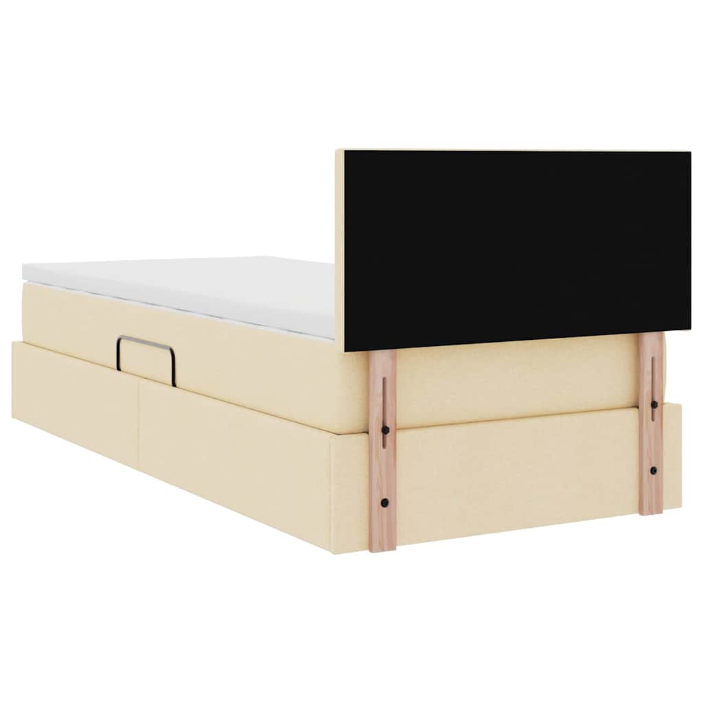 Seng med opbevaring og madras Creme 90 x 190 cm Fløjl
