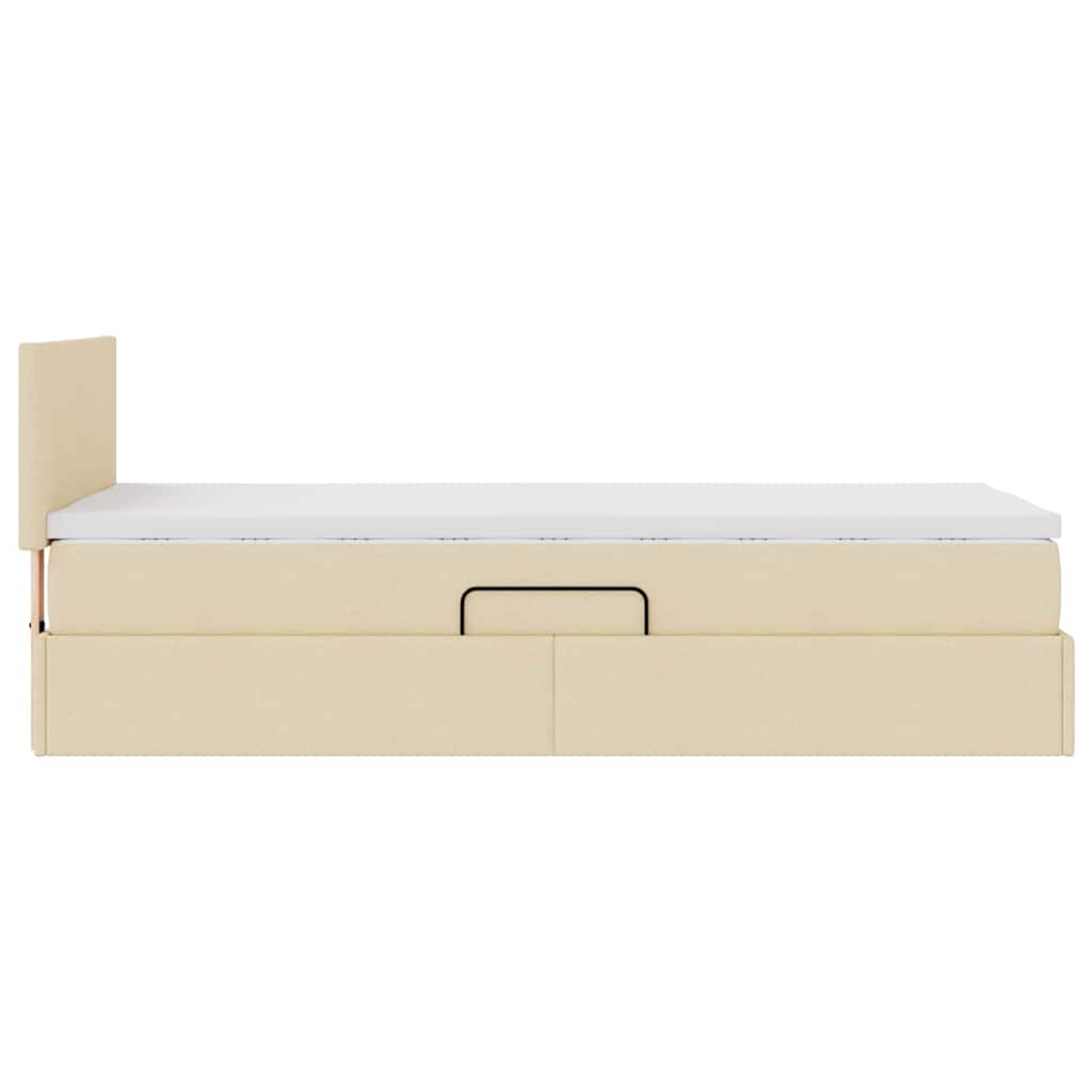 Seng med opbevaring og madras Creme 90 x 190 cm Fløjl