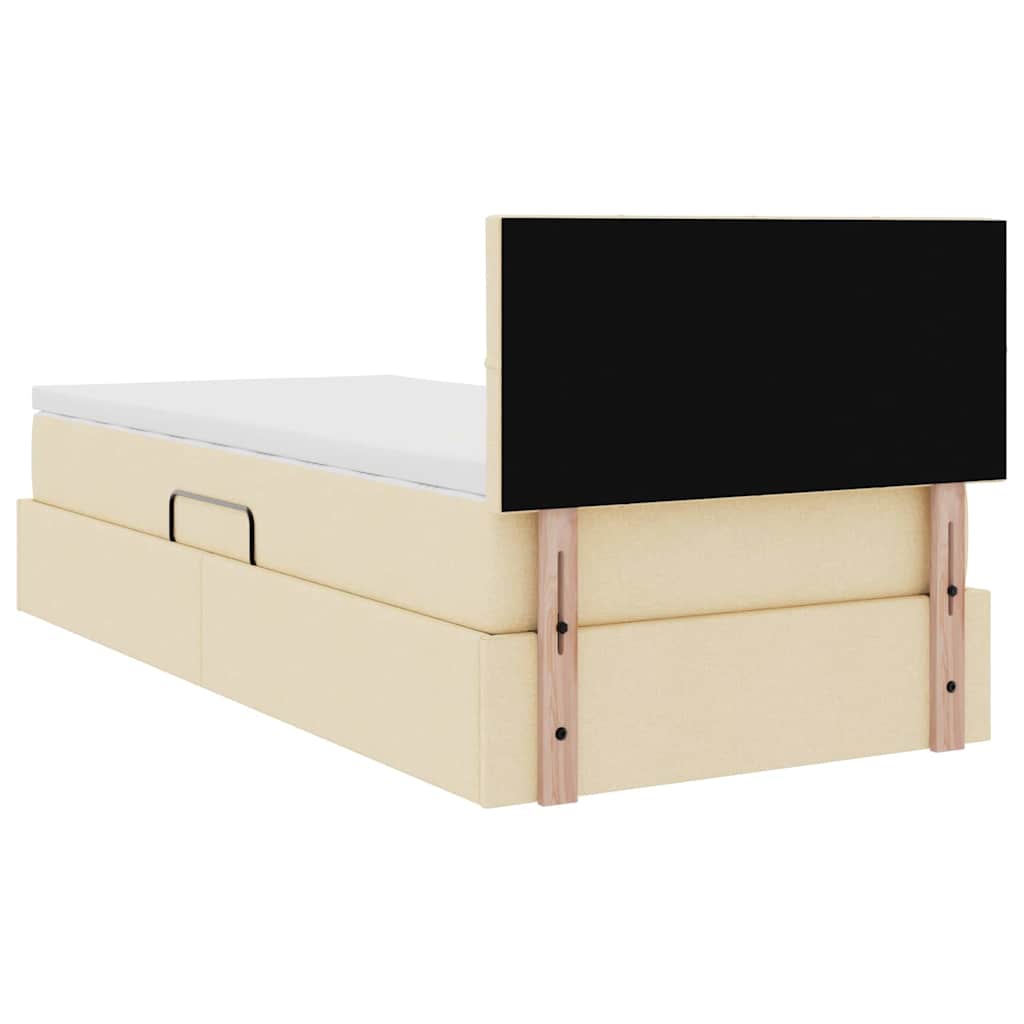 Seng med opbevaring og madras Creme 90 x 190 cm Fløjl
