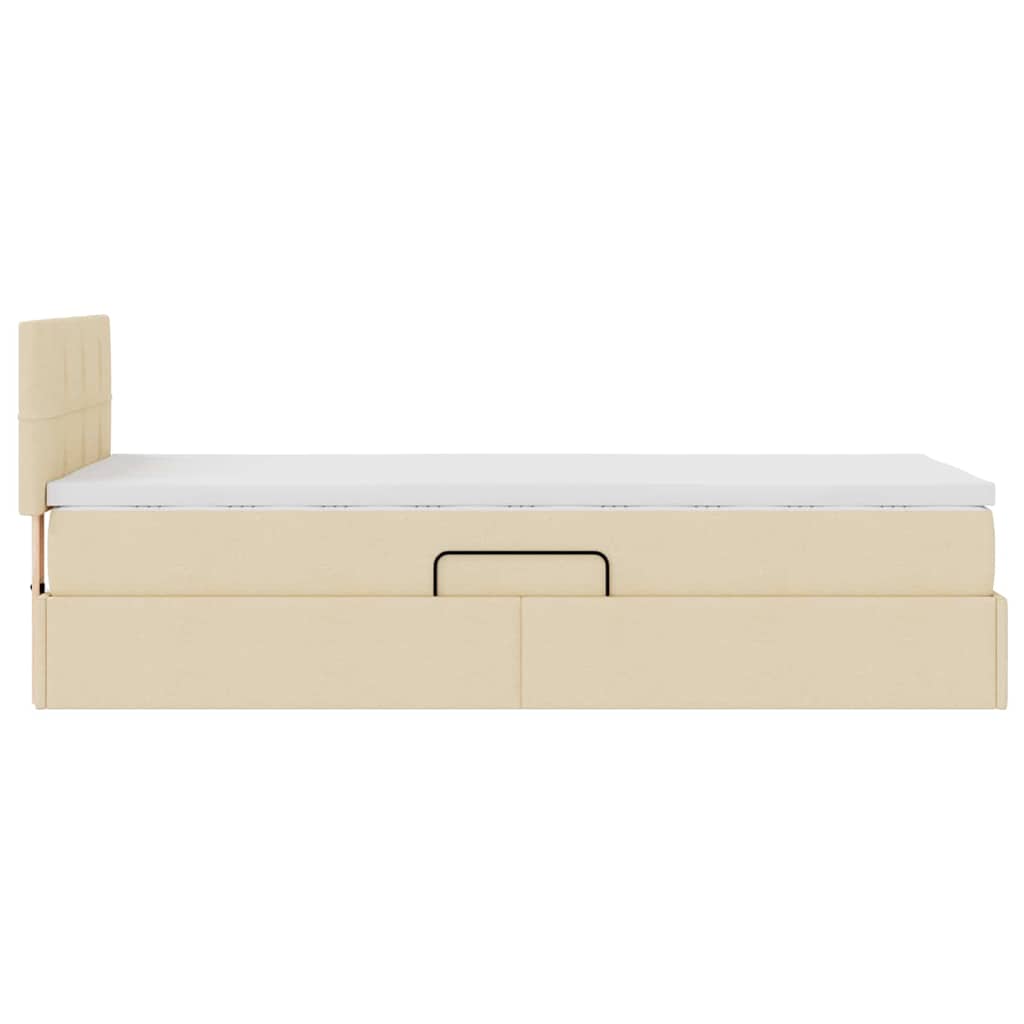 Seng med opbevaring og madras Creme 90 x 190 cm Fløjl