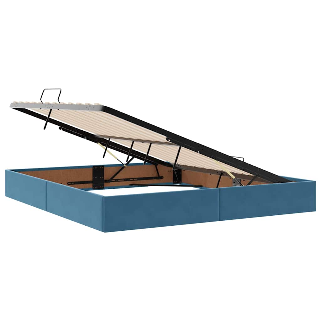 Opbevaringsseng med hovedgærde Mørk blå 180 x 200 cm Fløjl