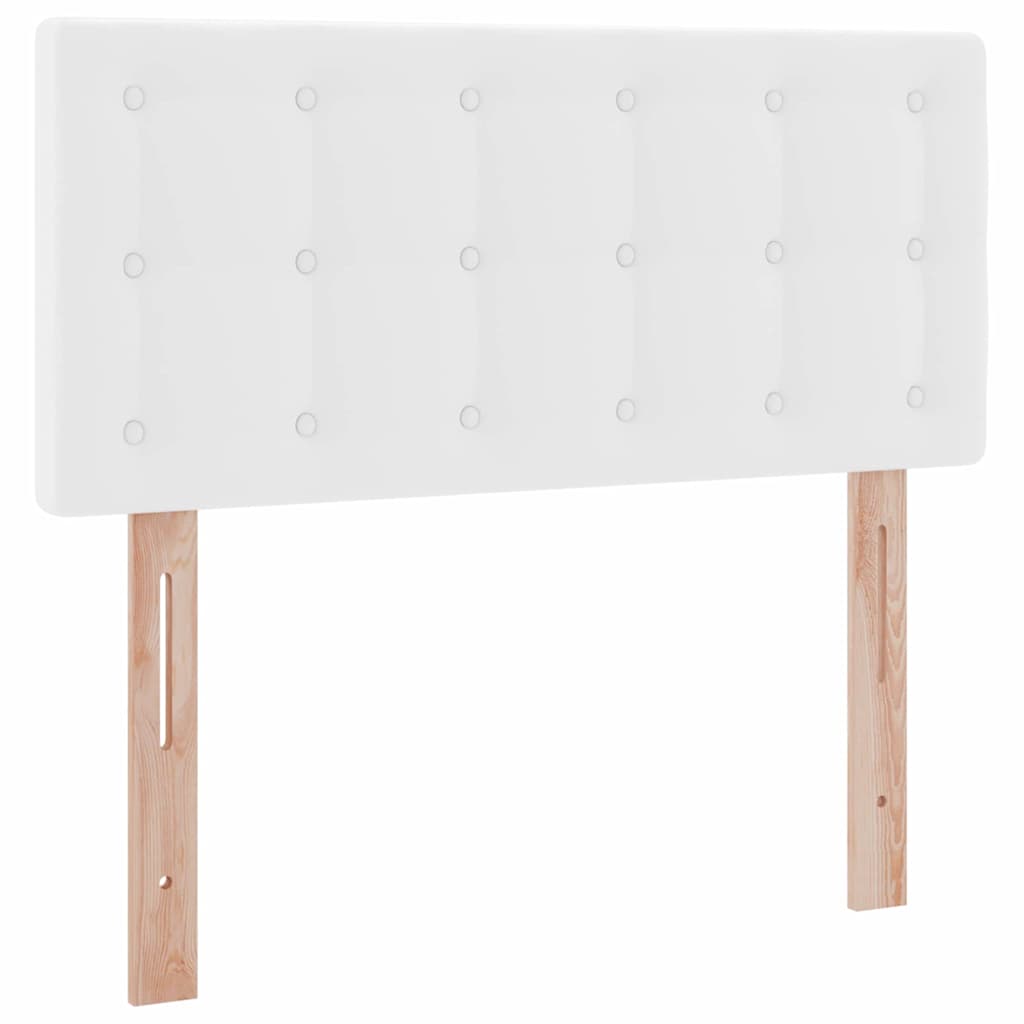 Seng med opbevaring og LED Ren Hvid 90 x 190 cm Faux læder
