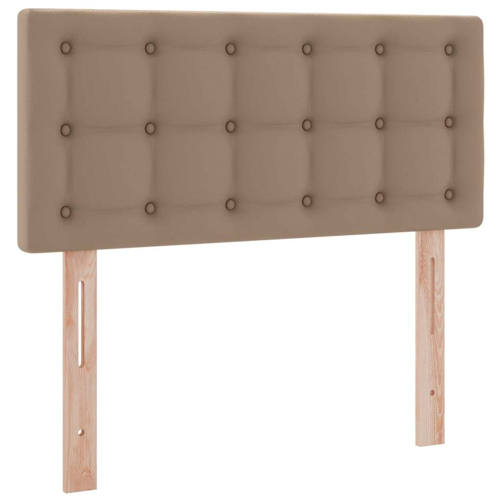 Seng med opbevaring og LED Cappuccino 100 x 200 cm Faux læder