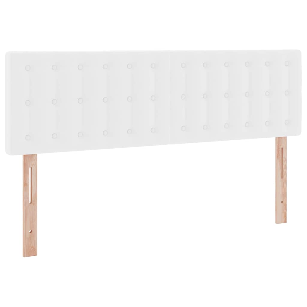 Seng med opbevaring og LED Ren Hvid 140 x 190 cm Faux læder