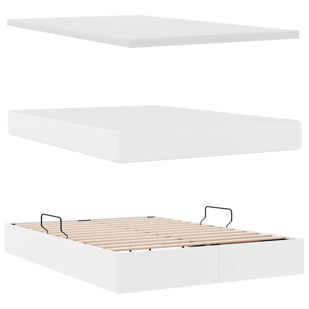 Opbevaringsseng med hovedgærde Ren Hvid 140 x 190 cm Faux læder