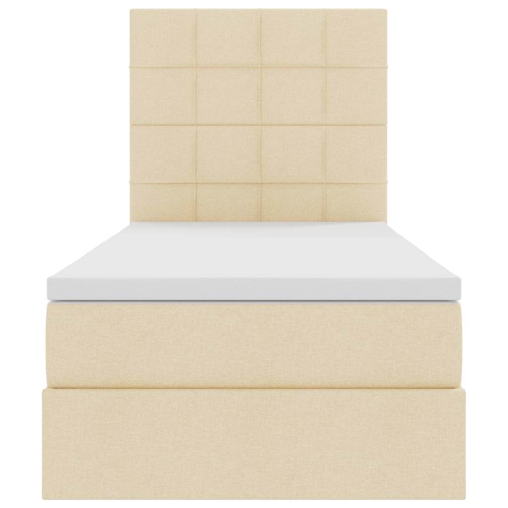 Seng med opbevaring og madras Creme 90 x 190 cm Stof