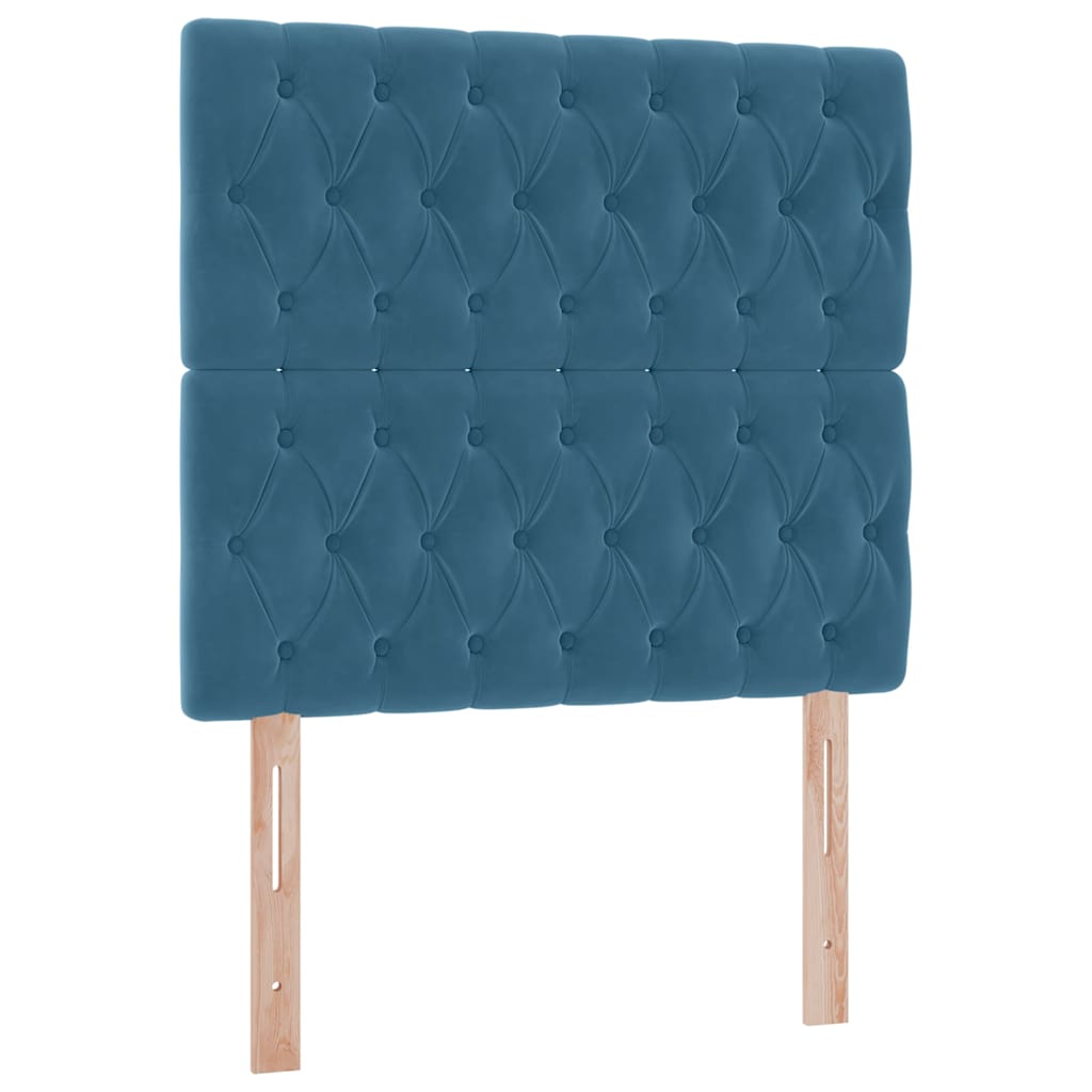 Seng med opbevaring og madras Mørk blå 90 x 190 cm Fløjl