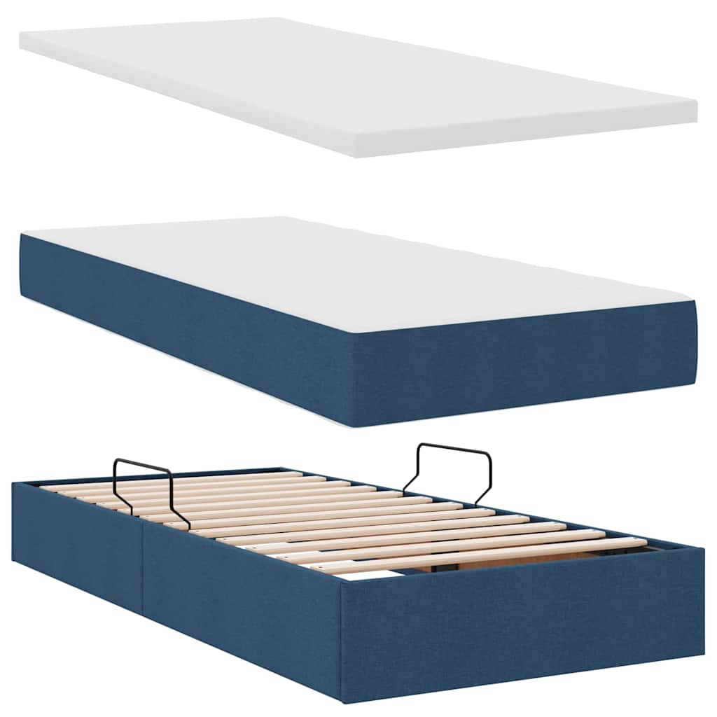 Opbevaringsseng med hovedgærde Blå 180 x 200 cm Stof