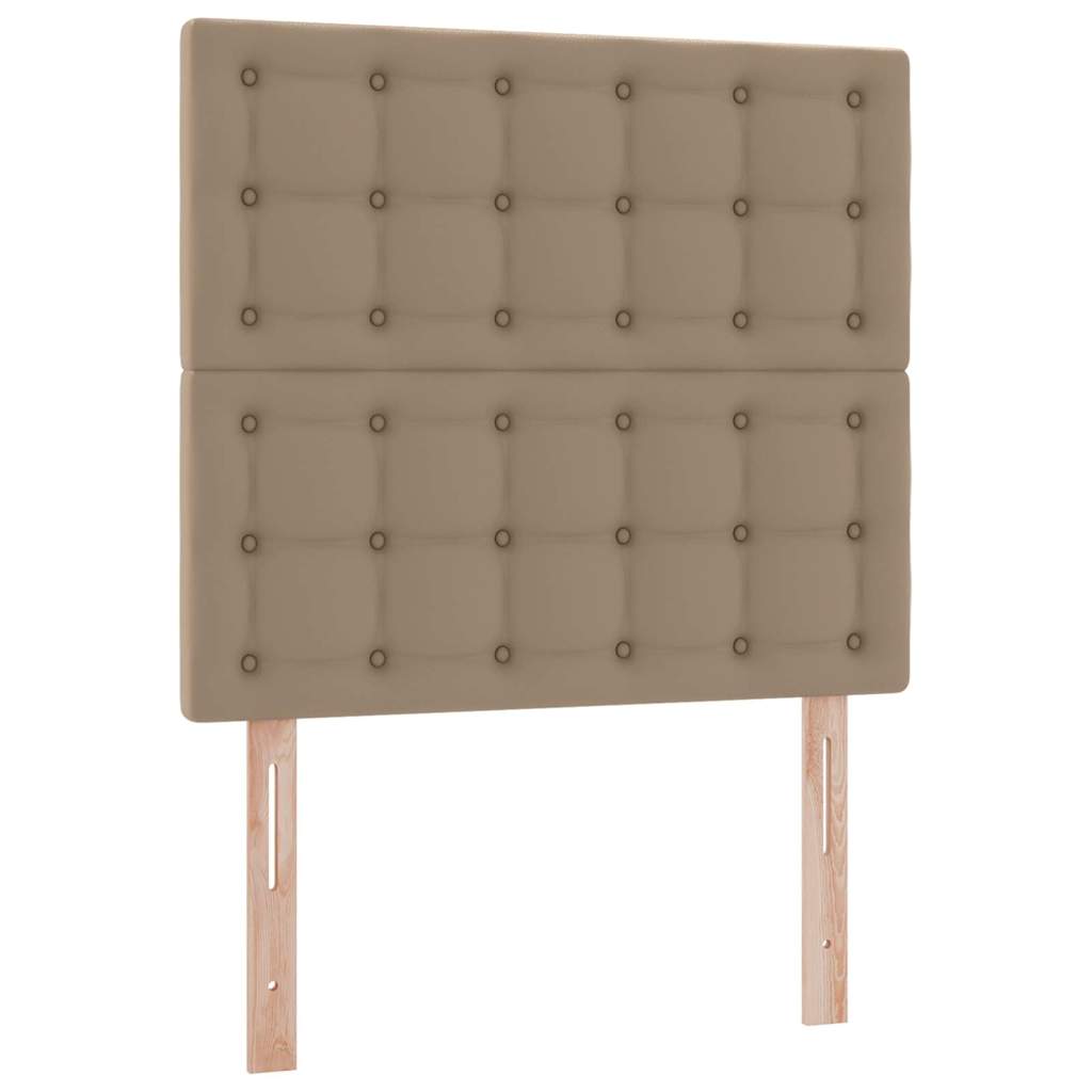 Seng med opbevaring og LED Cappuccino 100 x 200 cm Faux læder