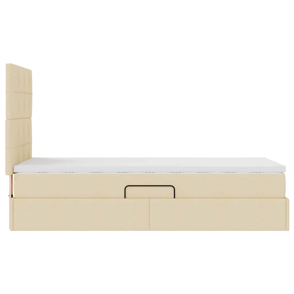 LED opbevarings seng med madras Creme 90 x 190 cm Stof