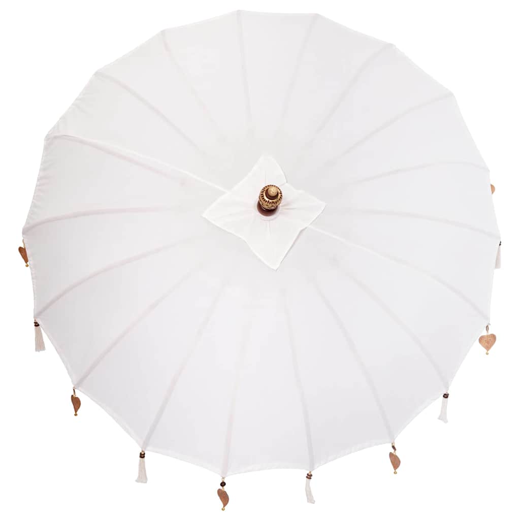 Balinesisk parasol med base Creme og hvid 190 x 190 x 250 cm