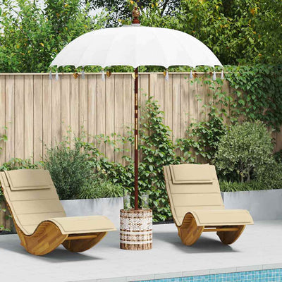 Balinesisk parasol med base Creme og hvid 190 x 190 x 250 cm