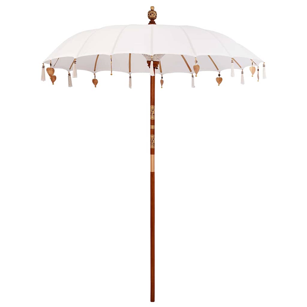 Balinesisk parasol med base Creme og hvid 190 x 190 x 250 cm
