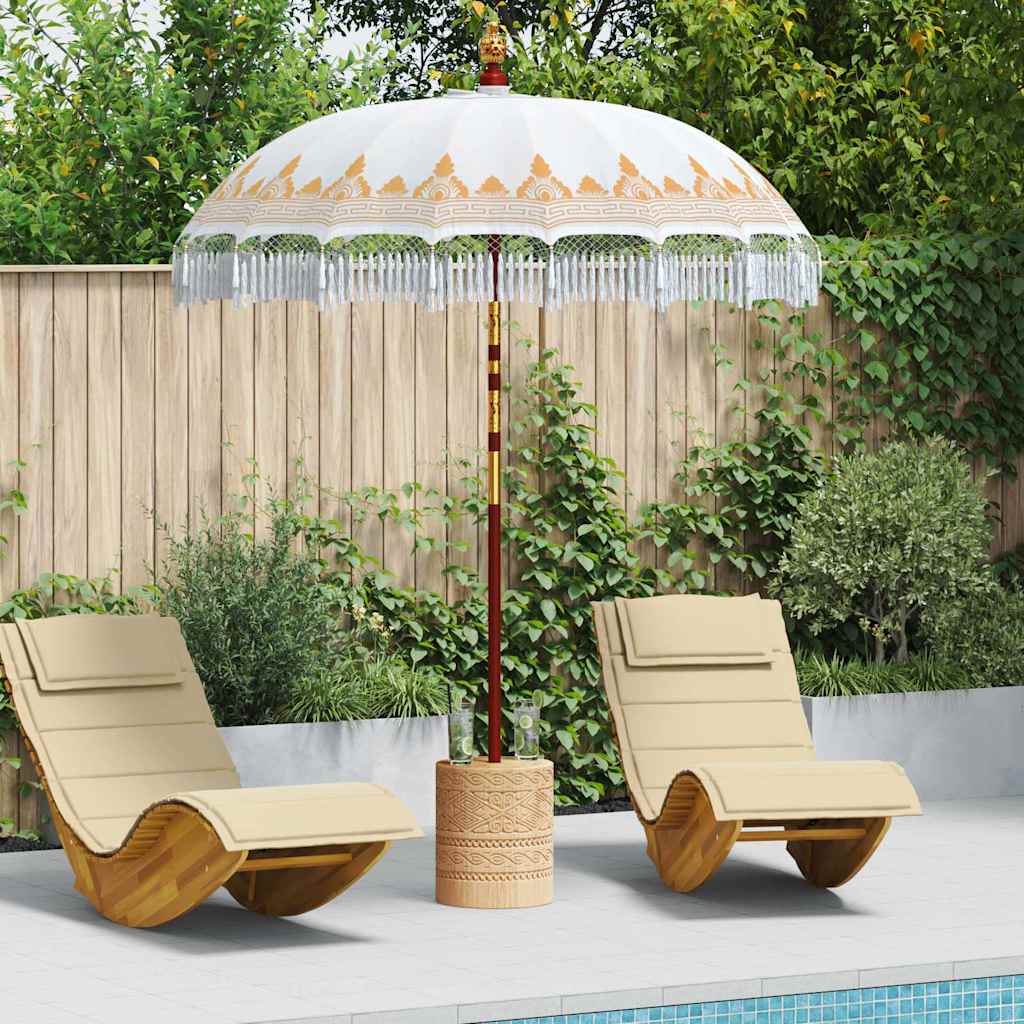 vidaXL Balinesisk parasol med base Cremefarvet 185 x 185 x 260 cm