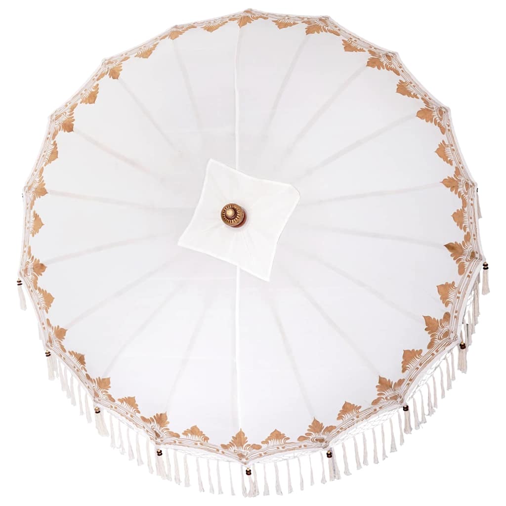 Balinesisk parasol med base Cremefarvet 185 x 185 x 260 cm