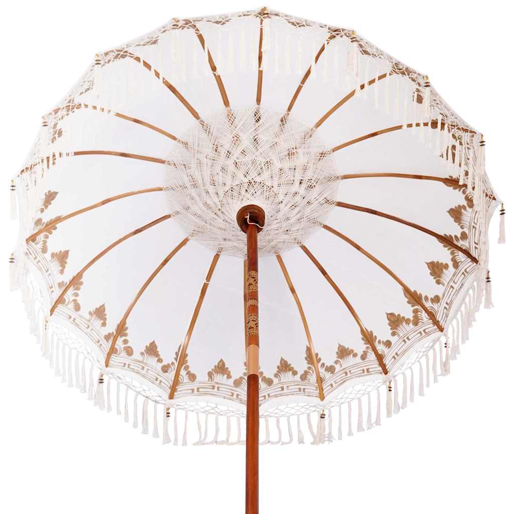 Balinesisk parasol med base Cremefarvet 185 x 185 x 260 cm