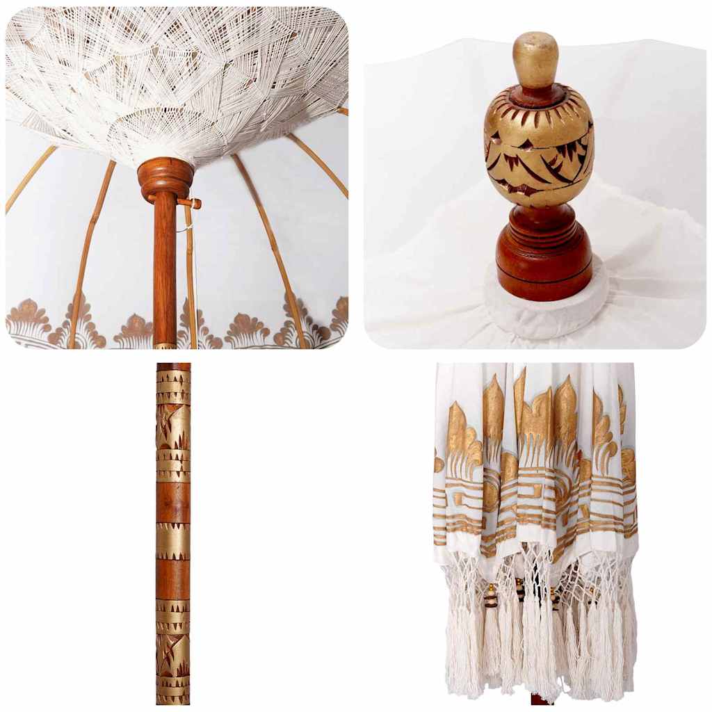 Balinesisk parasol med base Cremefarvet 185 x 185 x 260 cm