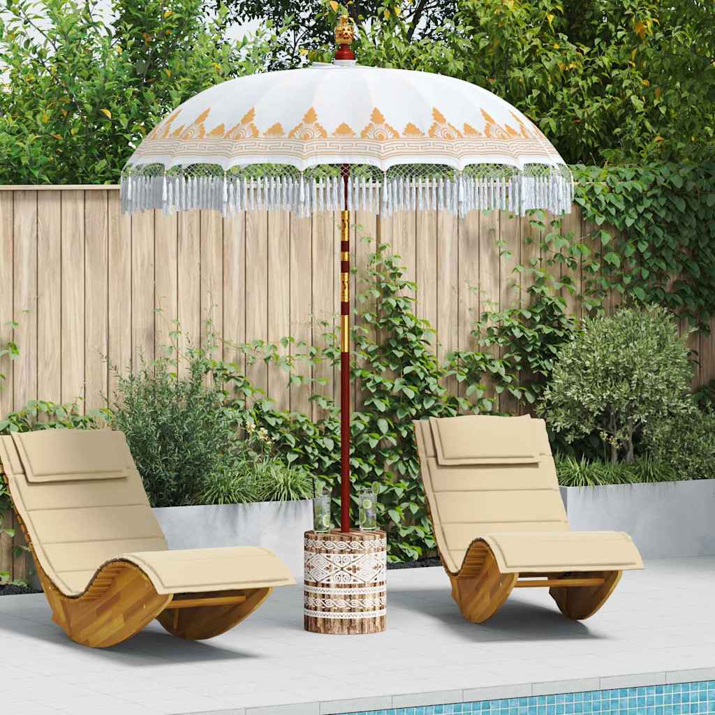 vidaXL Balinesisk parasol med base Cremefarvet 185 x 185 x 260 cm