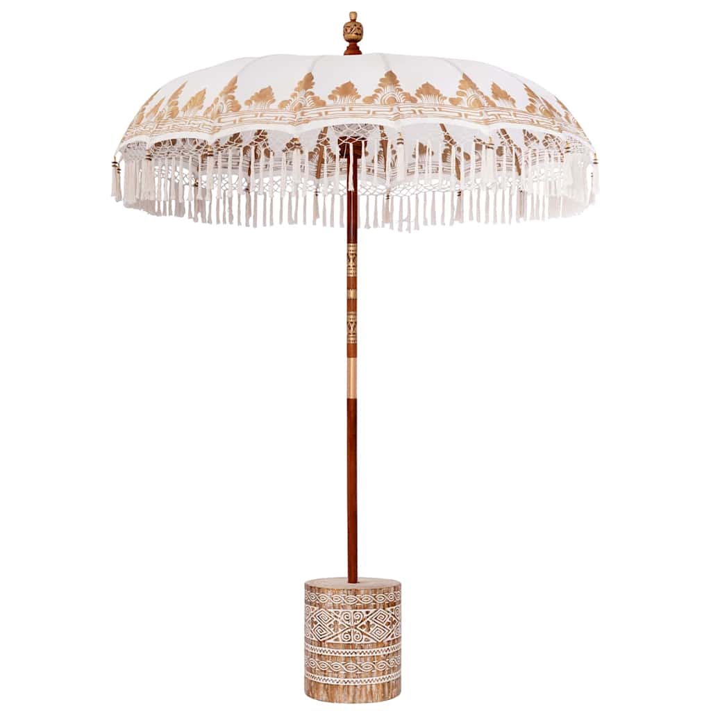 Balinesisk parasol med base Cremefarvet 185 x 185 x 260 cm
