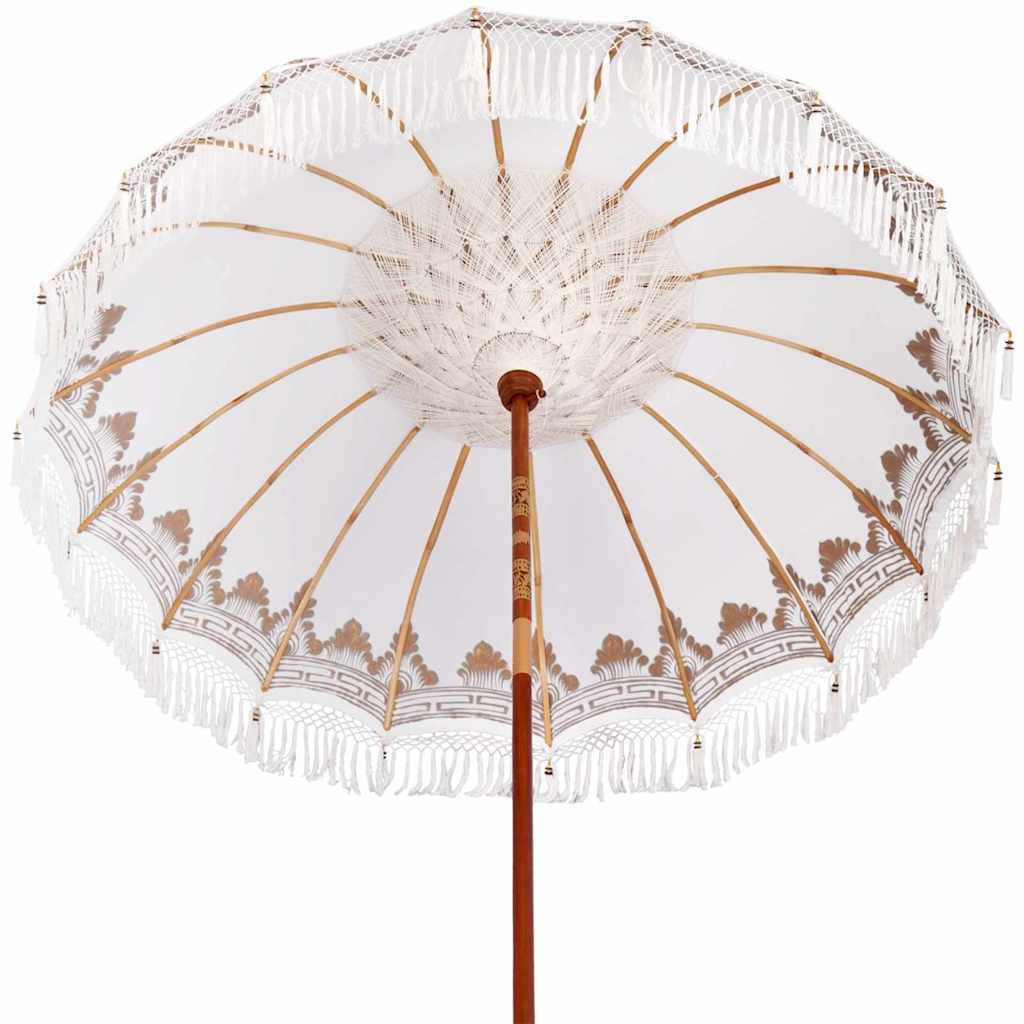 Balinesisk parasol med base Cremefarvet 215 x 215 x 260 cm