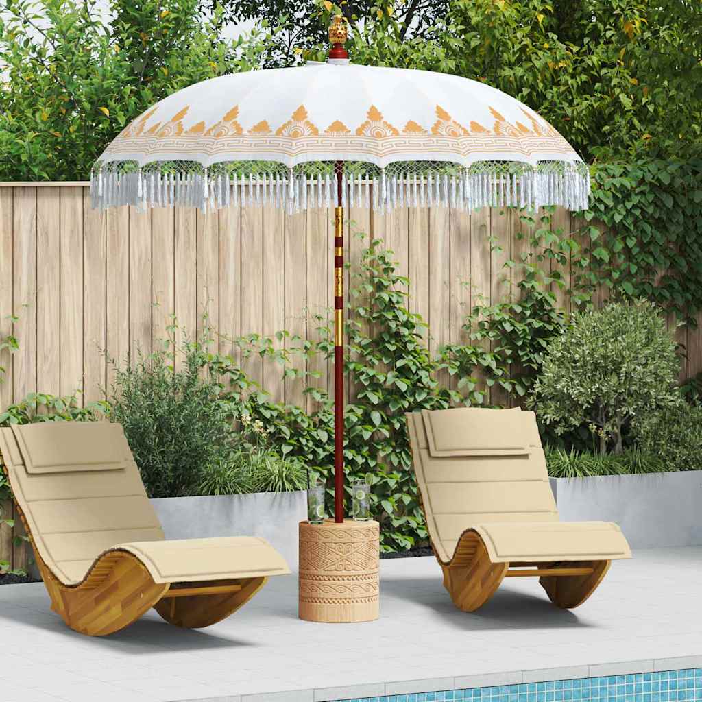 Balinesisk parasol med base Cremefarvet 215 x 215 x 260 cm