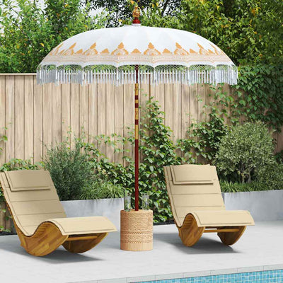 Balinesisk parasol med base Cremefarvet 215 x 215 x 260 cm