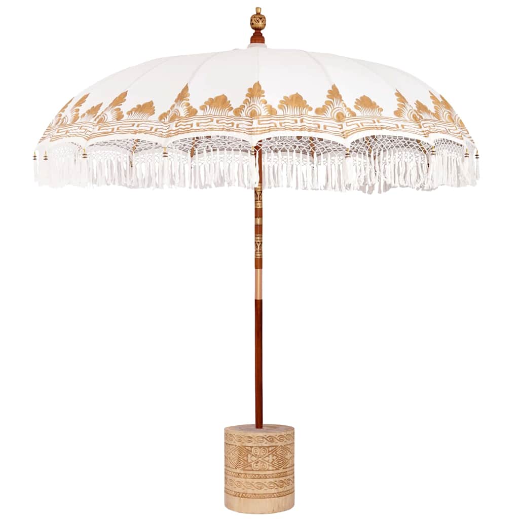 Balinesisk parasol med base Cremefarvet 215 x 215 x 260 cm