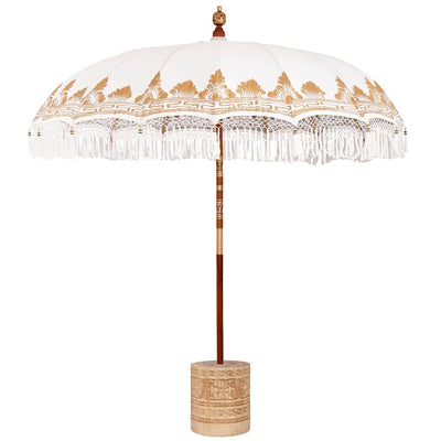 Balinesisk parasol med base Cremefarvet 215 x 215 x 260 cm