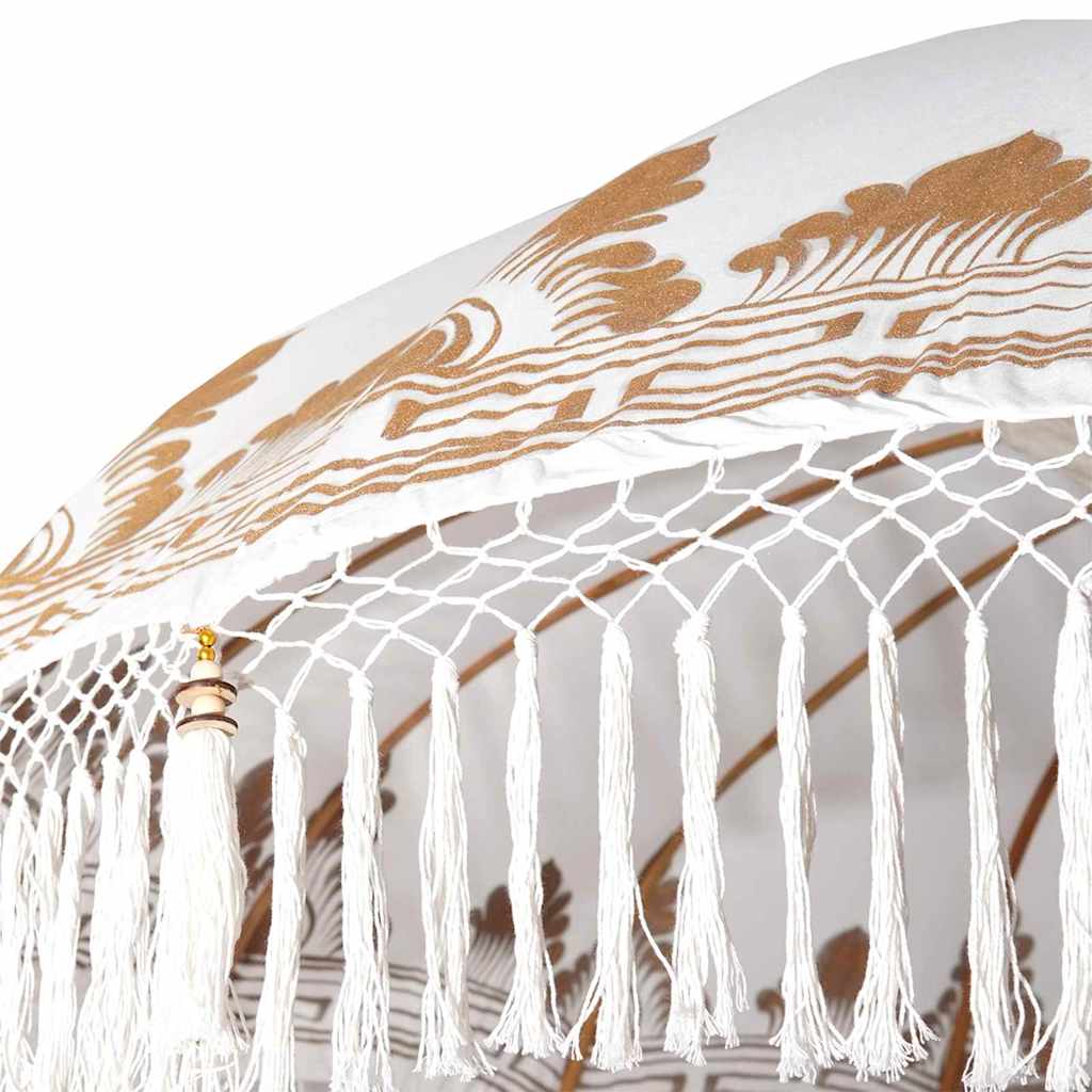 Balinesisk parasol med base Cremefarvet 215 x 215 x 260 cm