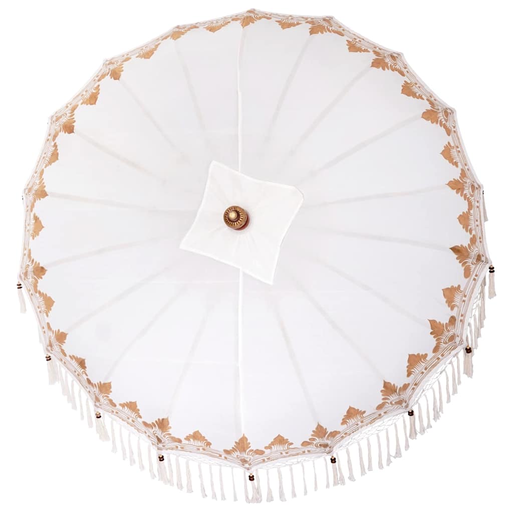 Balinesisk parasol med base Cremefarvet 215 x 215 x 260 cm
