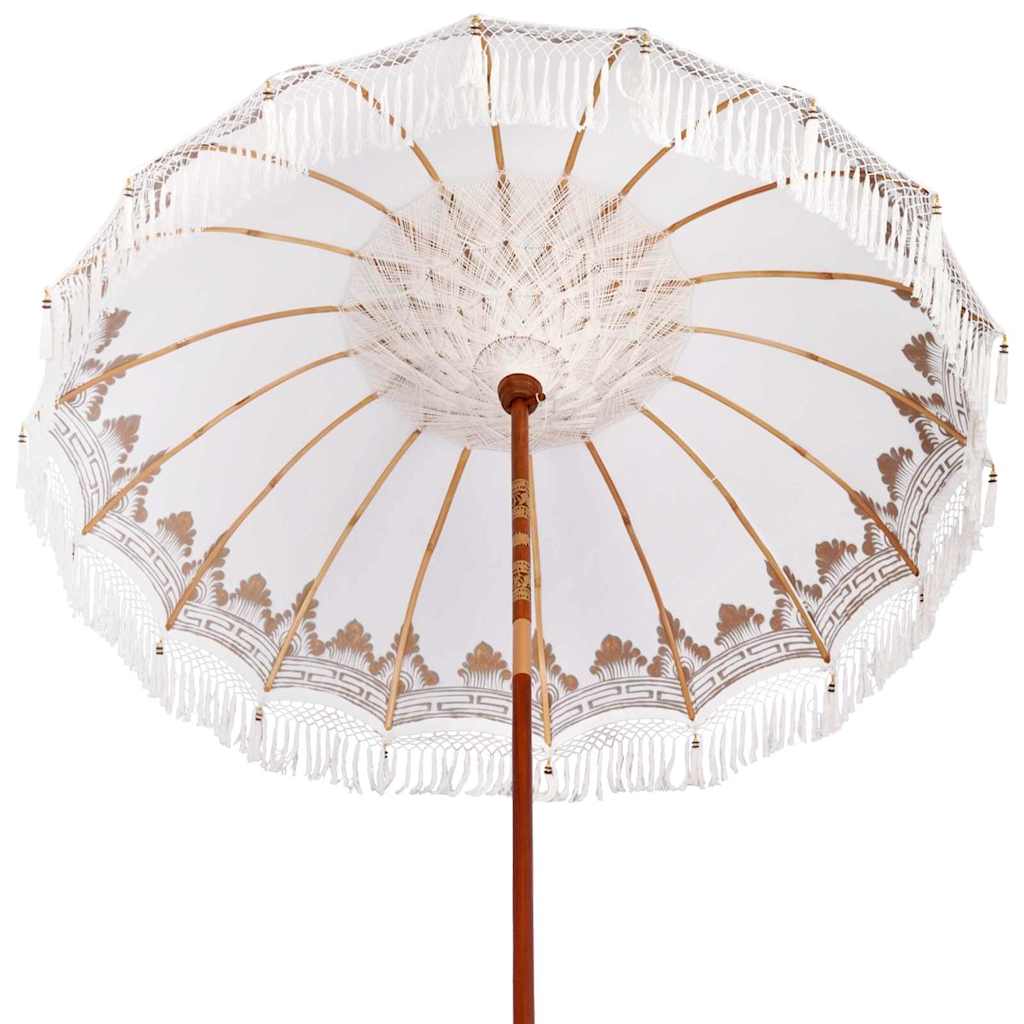 Balinesisk parasol med base Cremefarvet 215 x 215 x 260 cm
