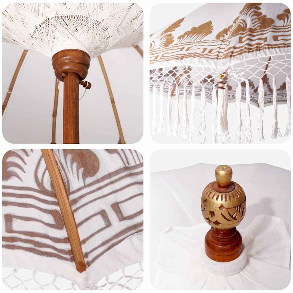 Balinesisk parasol med base Cremefarvet 215 x 215 x 260 cm