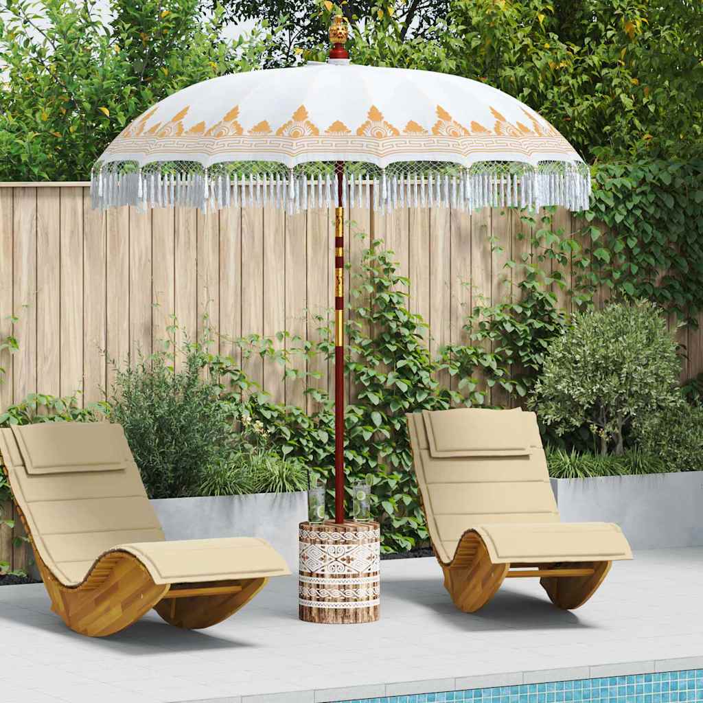 vidaXL Balinesisk parasol med base Cremefarvet 215 x 215 x 260 cm