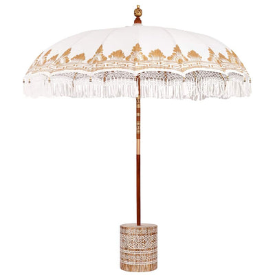 Balinesisk parasol med base Cremefarvet 215 x 215 x 260 cm