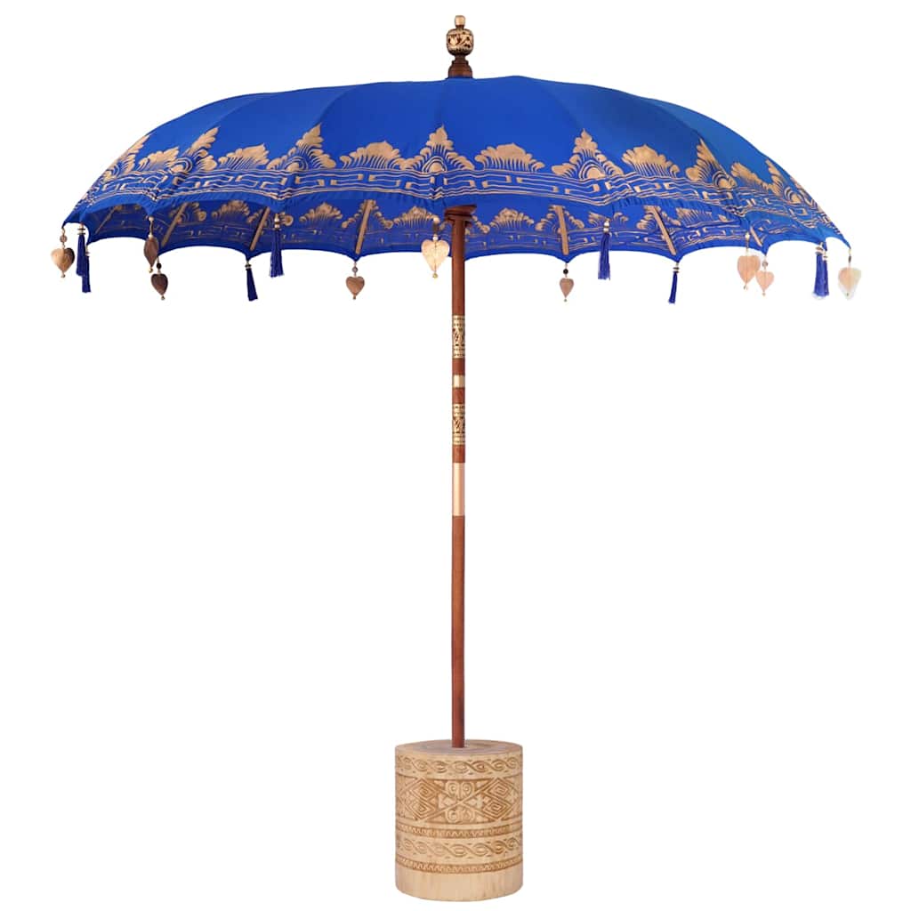 Balinesisk parasol med base Blå 215 x 215 x 260 cm