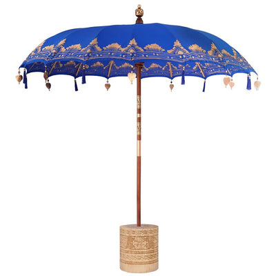 Balinesisk parasol med base Blå 215 x 215 x 260 cm