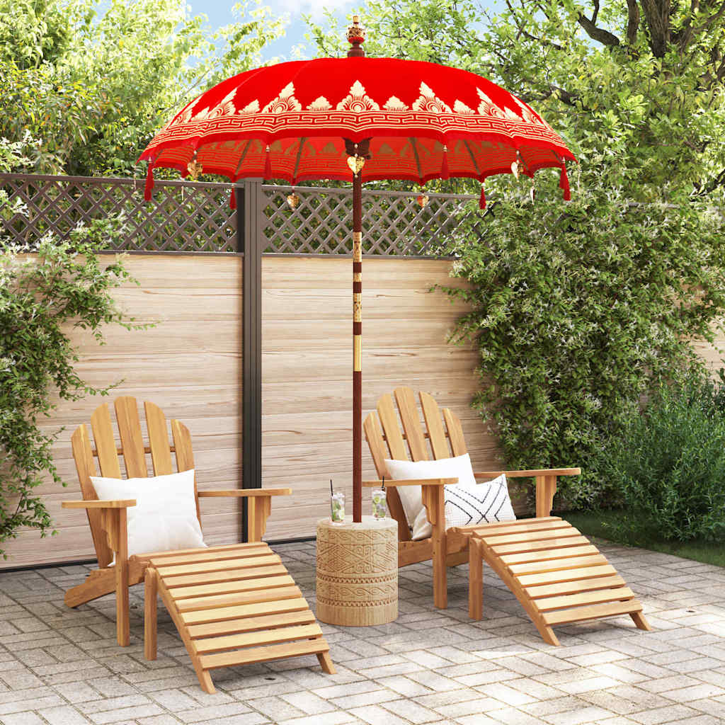 Balinesisk parasol med base Rød 185 x 185 x 260 cm