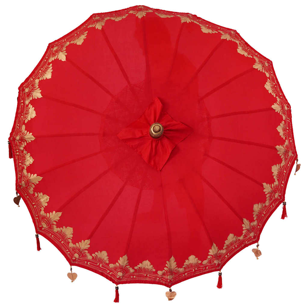 Balinesisk parasol med base Rød 185 x 185 x 260 cm