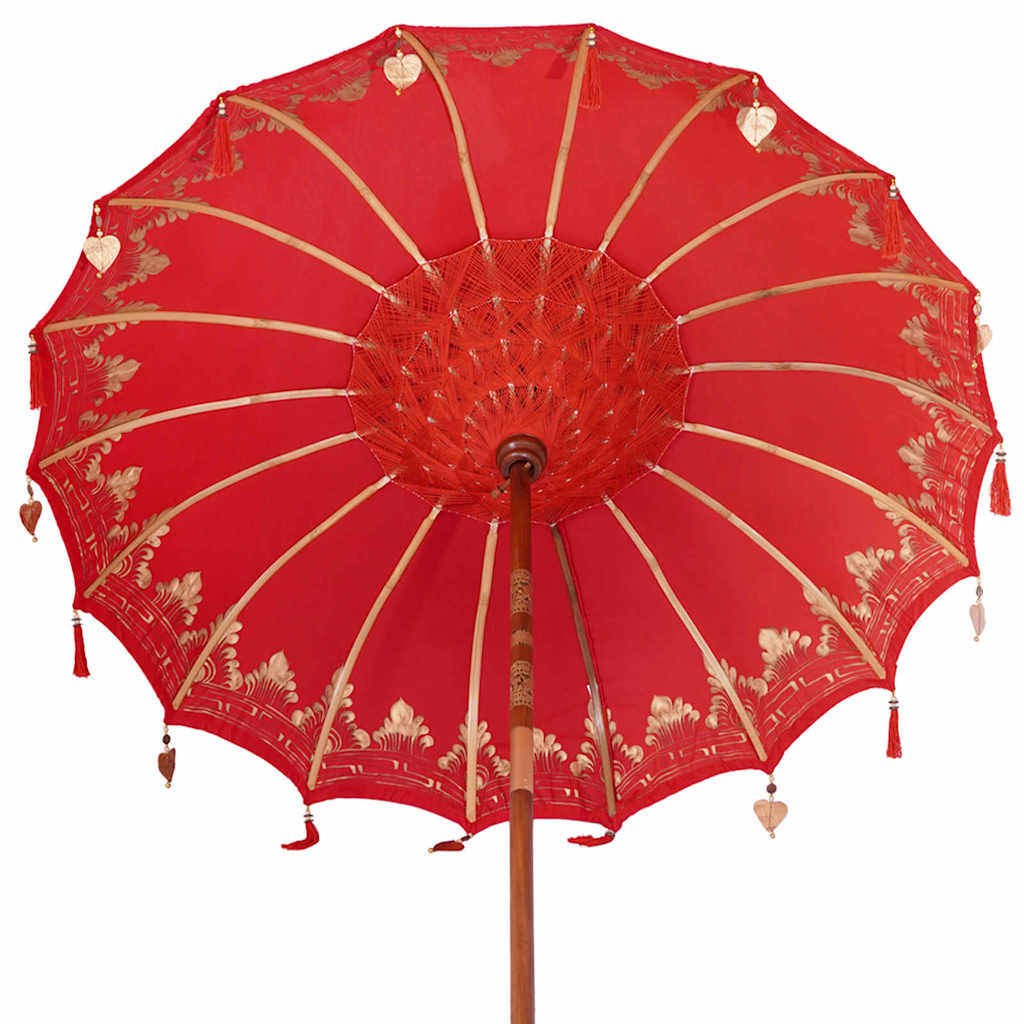 Balinesisk parasol med base Rød 185 x 185 x 260 cm
