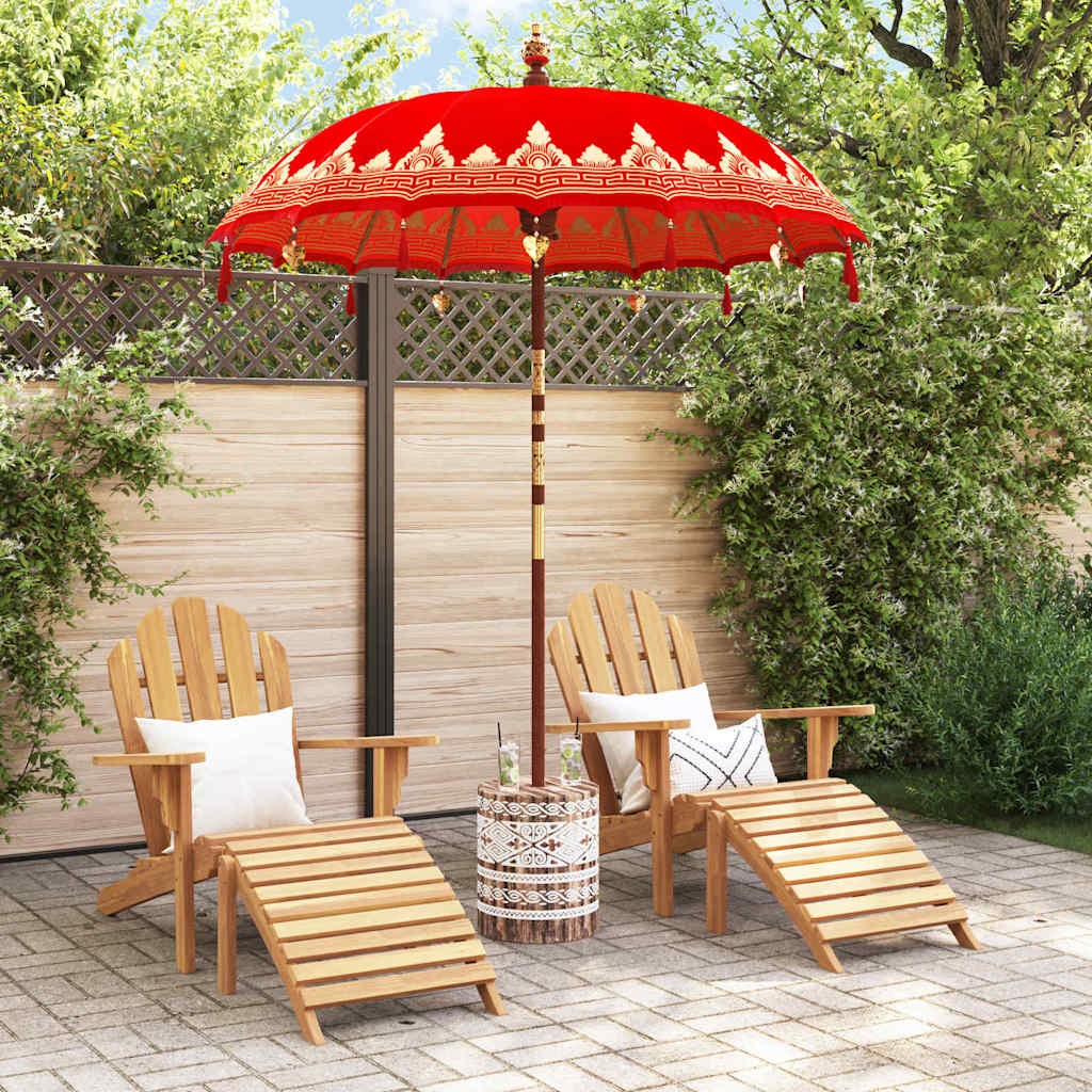 Balinesisk parasol med base Rød 185 x 185 x 260 cm