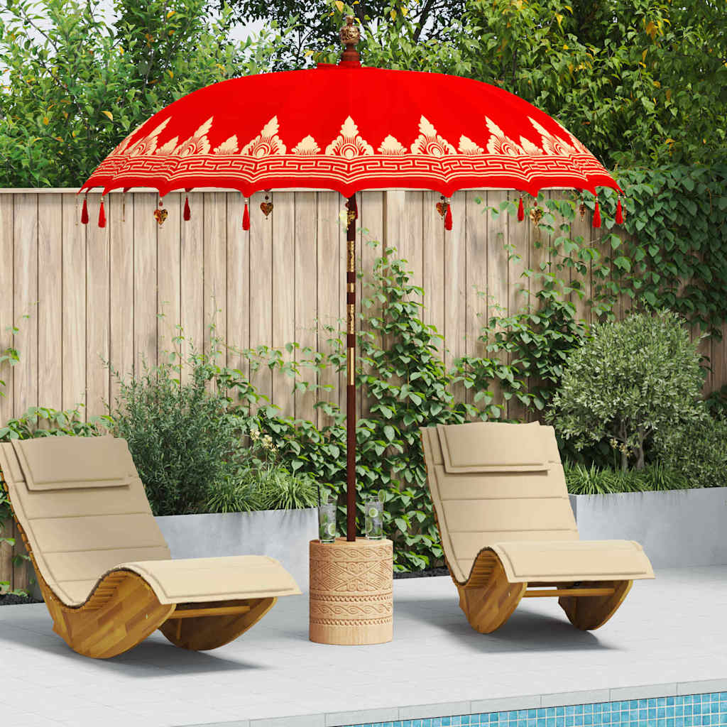 Balinesisk parasol med base Rød 215 x 215 x 260 cm