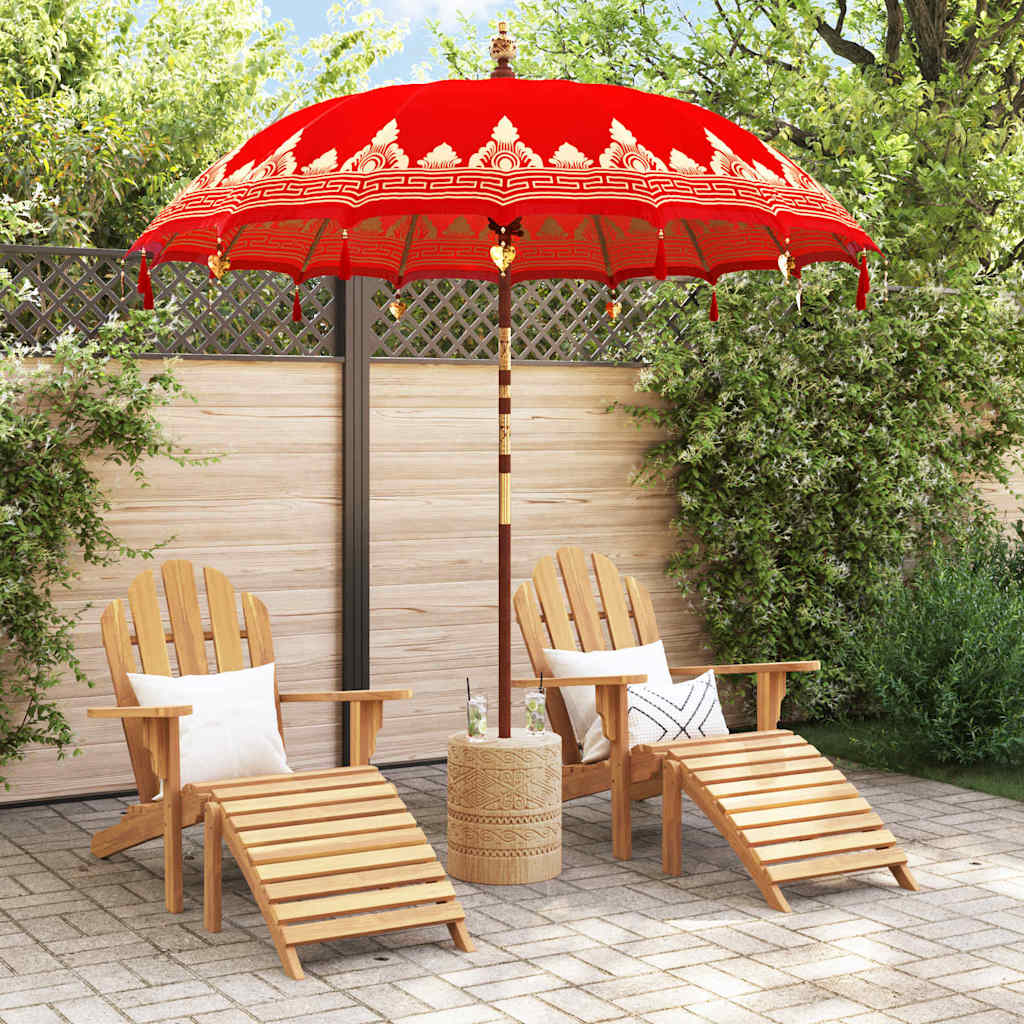 Balinesisk parasol med base Rød 215 x 215 x 260 cm